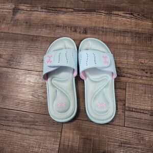 Under Armour Ignite IX women's size 7 blue and pink slides Pre-owned SH2